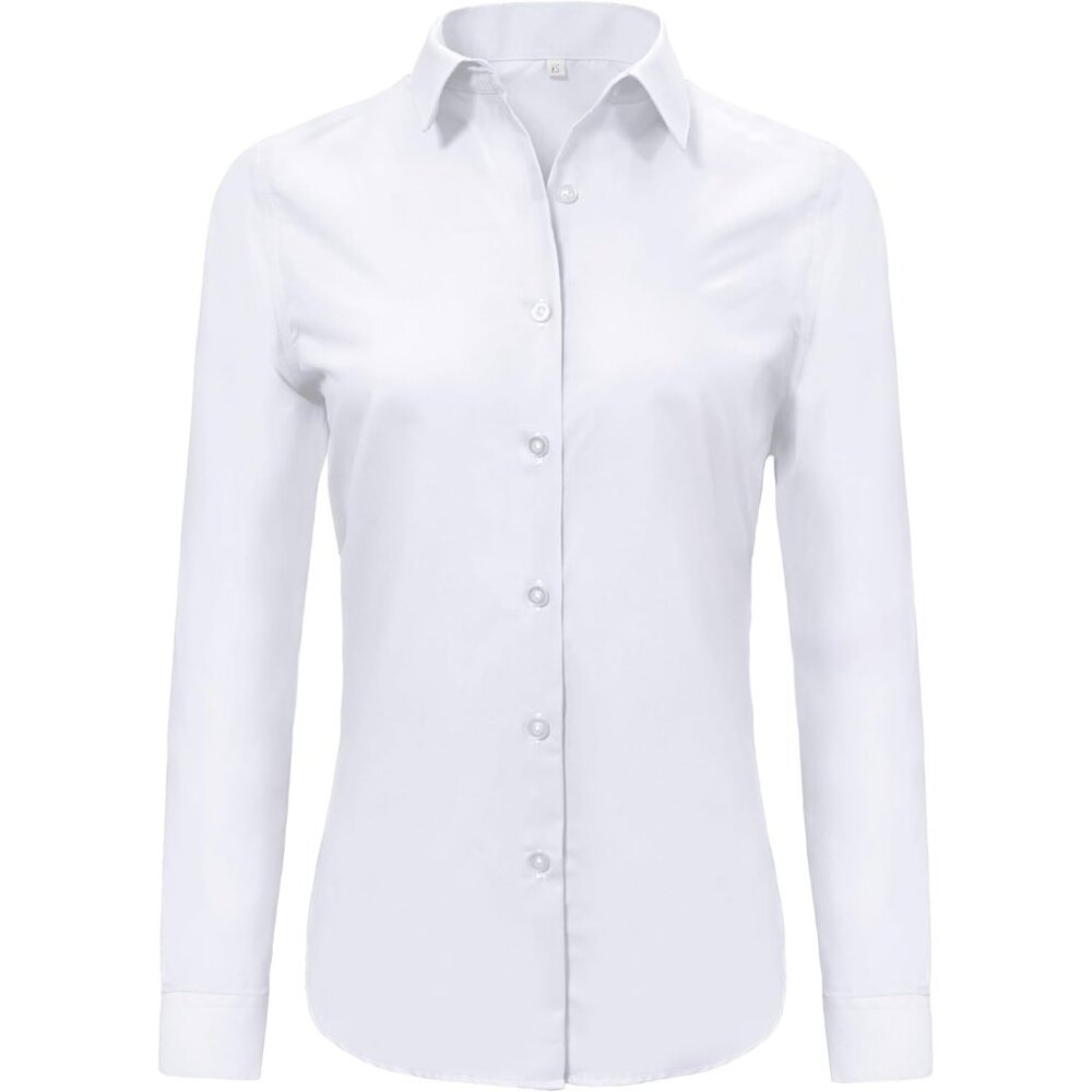 💫 Ruisin Wrinkle Free Button Down Shirts Women White Long Sleeve Work Dress Top
